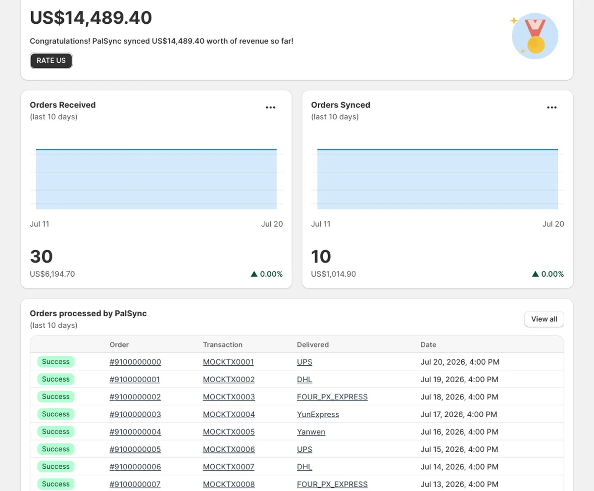 Sync Shopify order tracking to Stripe